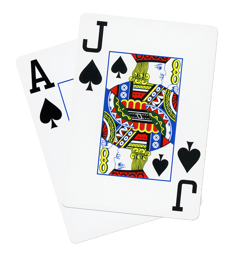 Ace and Jack of spades on a blackjack table symbolizing a natural 21 at Card Counting Canada.